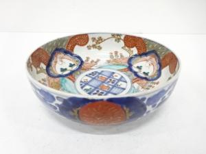 古伊万里　染付赤絵　兎　大平鉢